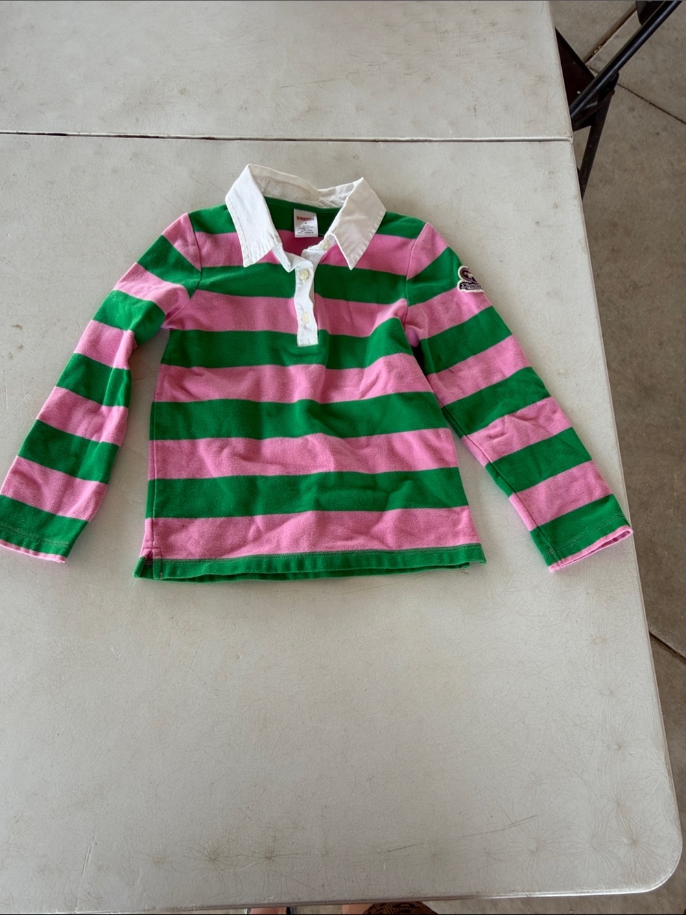 Gymboree Pink & Green Striped Rugby Polo